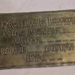 Placa de bronce de inspección de calderas de locomotoras. Ferrocarril Trasandino / Locomotive Boiler Inspection Bronze Plate. Trasandino Railway