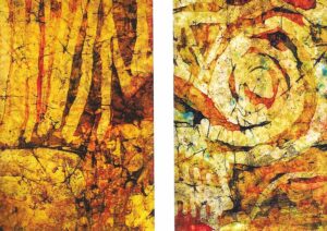 Composición en fragmentos III. Batik sobre papel artesanal (140 x 200 cm), 2005-1015